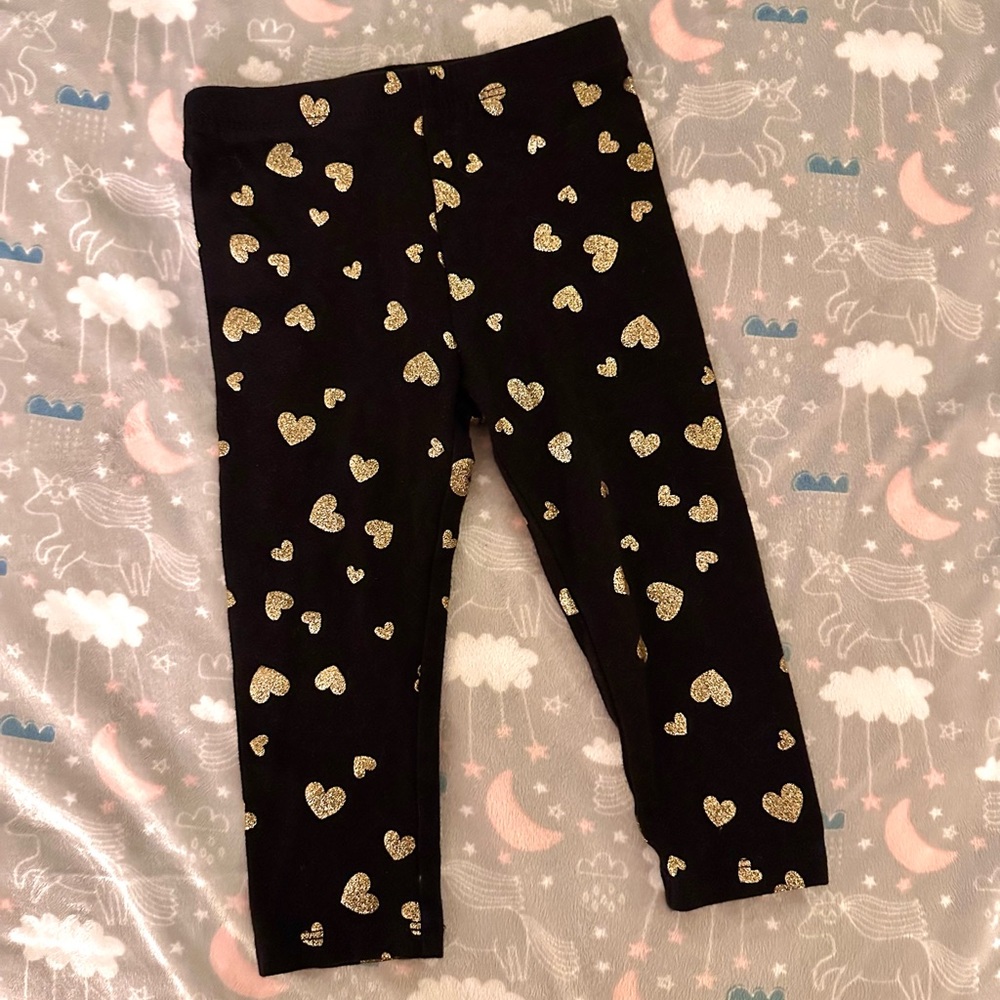 Black Gold Heart Leggings